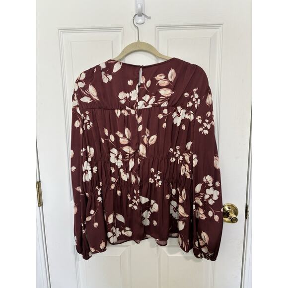 Zac & Rachel Tiered Floral Long Sleeve Top Blouse Size Medium Boho Peasant - Picture 2 of 7